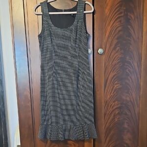 White House Black Market Black and White Patterned Midi Dress
